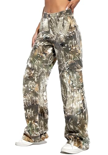 Voghtic Women's High-Waisted Straight Leg Casual Y2K Camo Cargo Sweatpants
| Voghtic Women's Wide Leg Casual Y2K Camo C