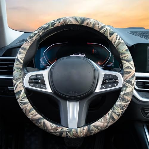 Mossy Oak Shadow Grass Blades Anti-Slip Breathable Steering Wheel Cover for Auto, Fit for Most Car, Trucks, SUV - Unive